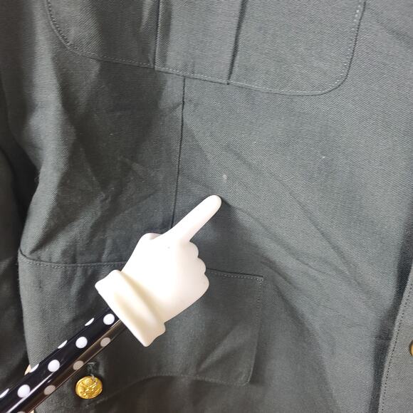 Vintage Army Green Service Coat Blazer Gold Tone Hardware Size 42R - Picture 7 of 12